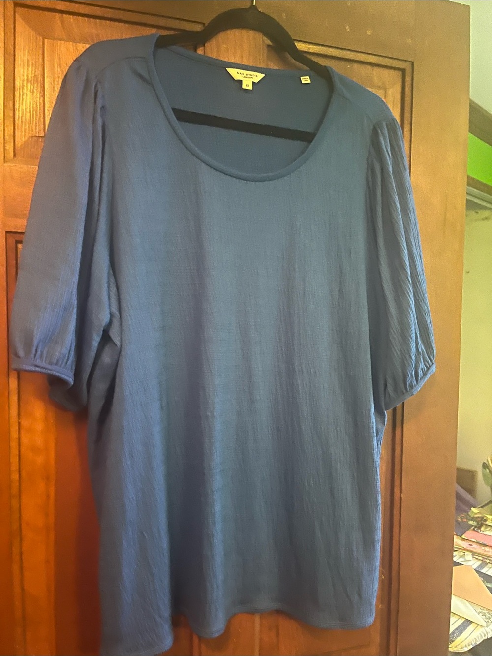 Max Studio Royal Blue Short Sleeve Scoop Neck Tee